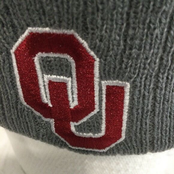 Top of the World Cap Hat Men’s One Size Gray Red Oklahoma Sooners Cuffed Knit - Picture 6 of 10